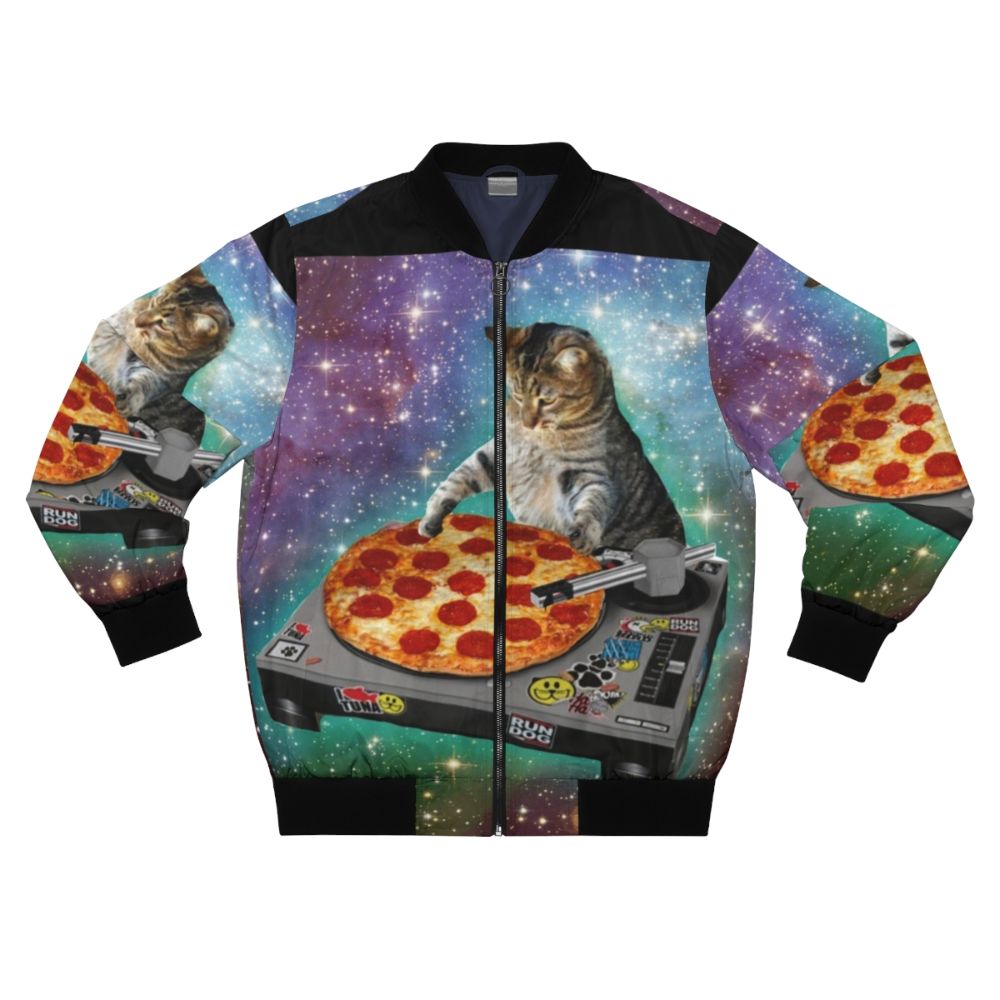 DJ Cat Pizza Bomber Jacket with a fun and vibrant design