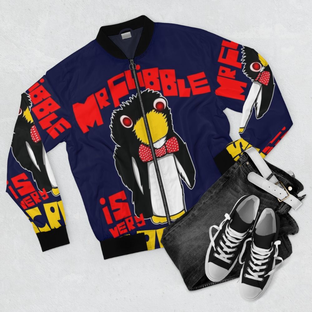 Red Dwarf Mr Flibble Very Cross Bomber Jacket - Flat lay