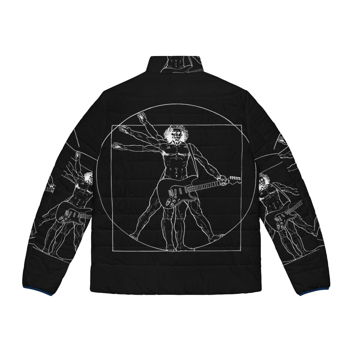 Vetruvian Rock Star Puffer Jacket featuring classic art inspired by Leonardo da Vinci - Back