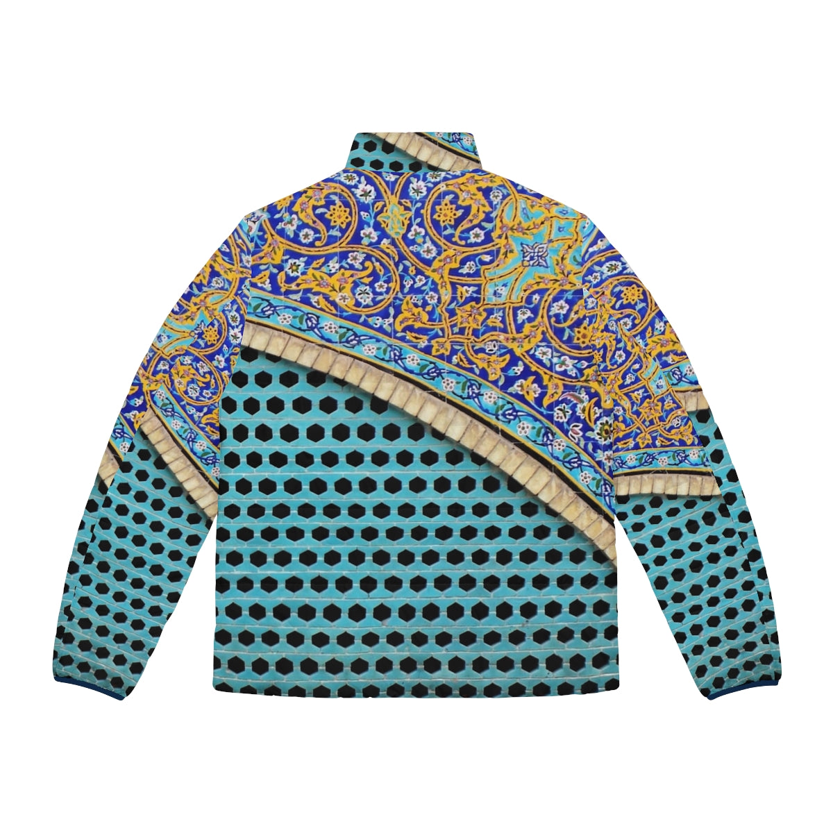 Persian tiles puffer jacket with mosaic pattern and arch design - Back