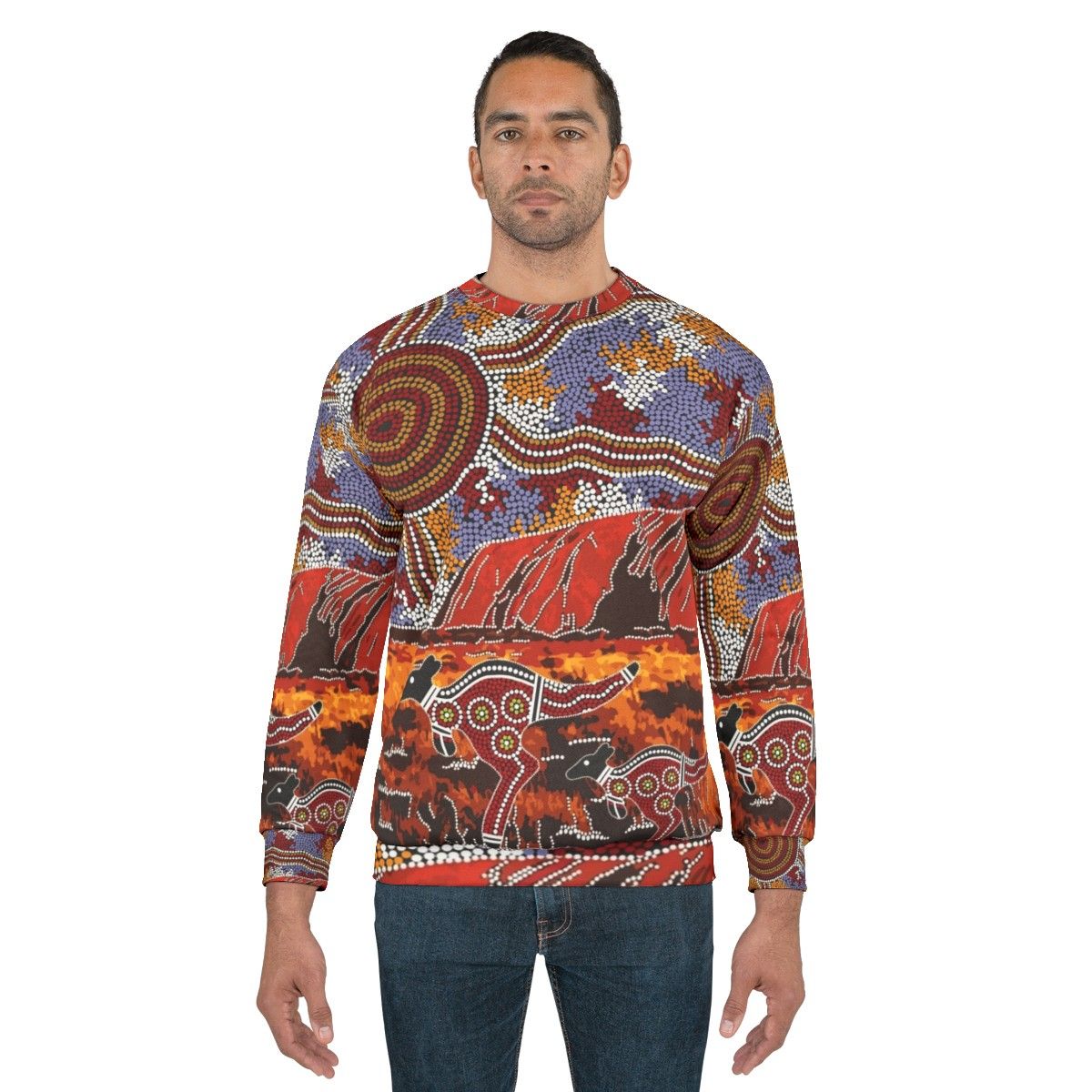 Uluru Ayers Rock inspired Aboriginal art sweatshirt - men