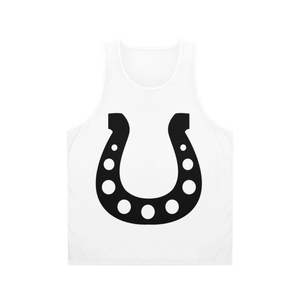 Lucky horseshoe design on a unisex tank top