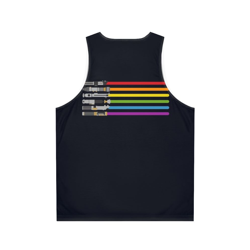 Lightsaber rainbow unisex tank top - Back