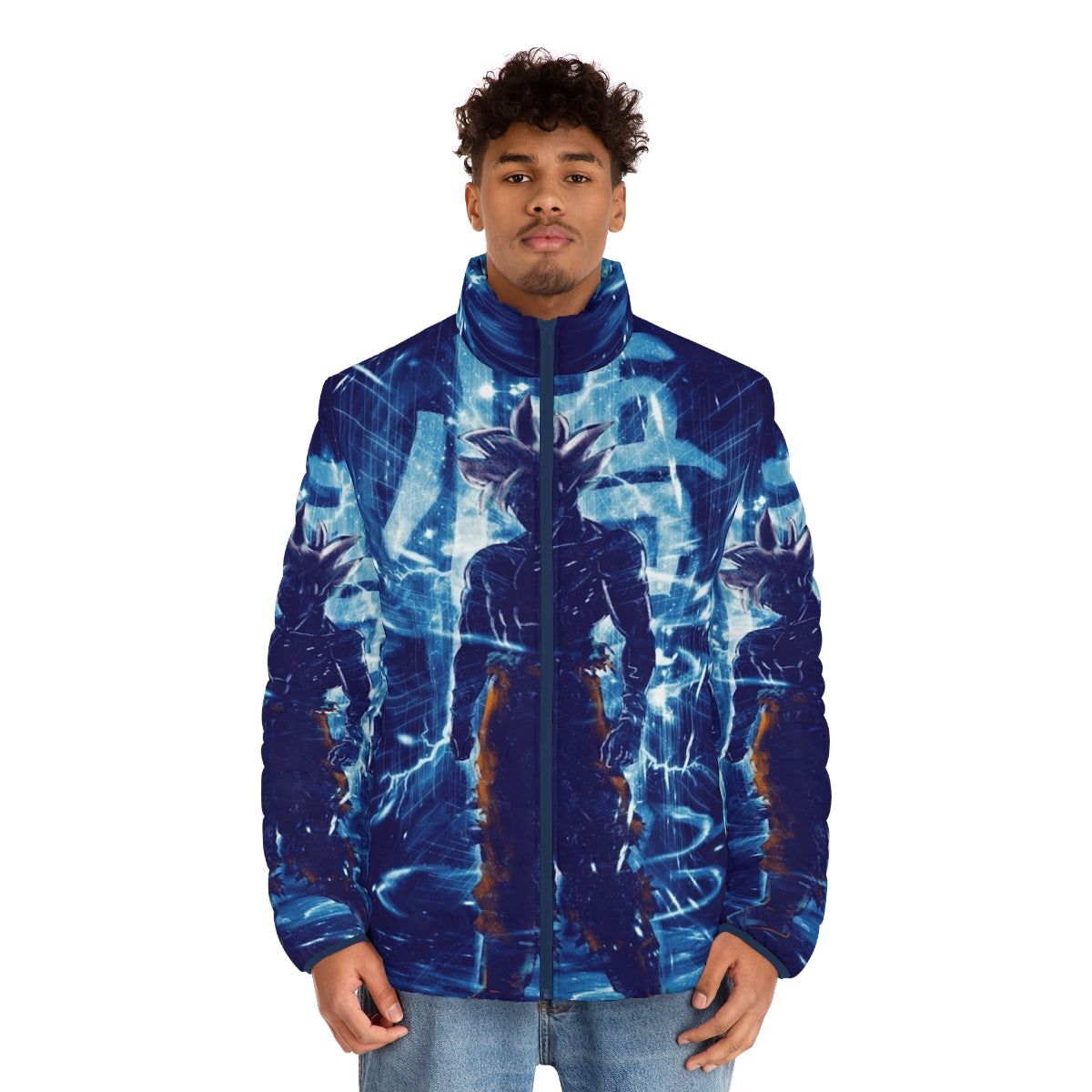 Goku Ultra Instinct Anime Puffer Jacket - men front