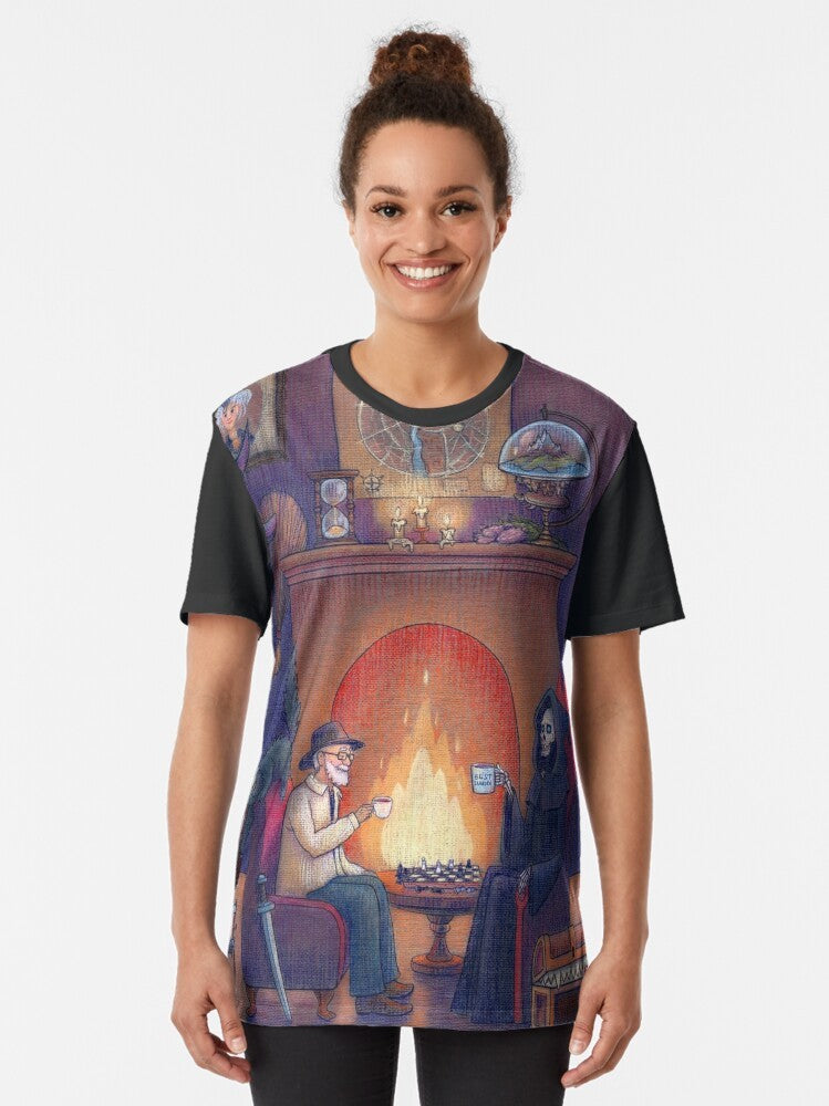 Graphic t-shirt with fantasy wizard and friendship design - Women