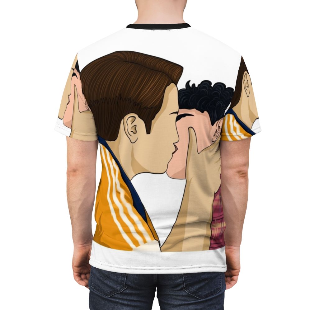 Heartstopper inspired t-shirt featuring Nick and Charlie characters from the Netflix series. - men back