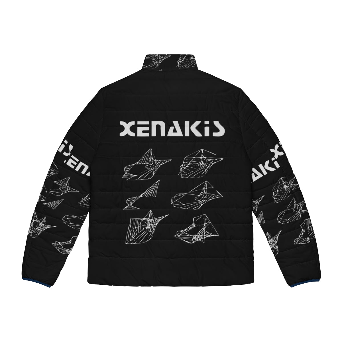 Iannis Xenakis inspired puffer jacket with cosmic line art design - Back