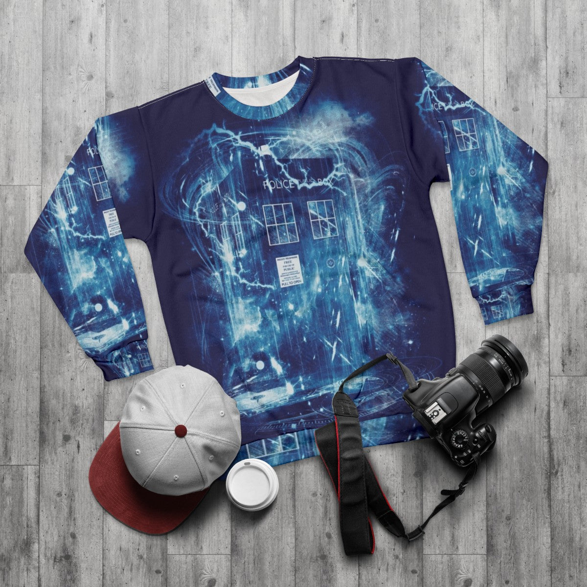 Time Travel and TARDIS Doctor Who Sweatshirt - flat lay