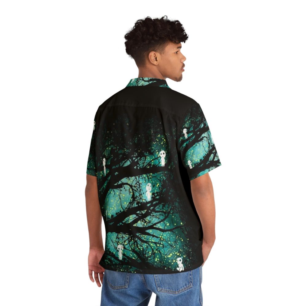 Vibrant Hawaiian shirt featuring whimsical tree spirit designs - People Back