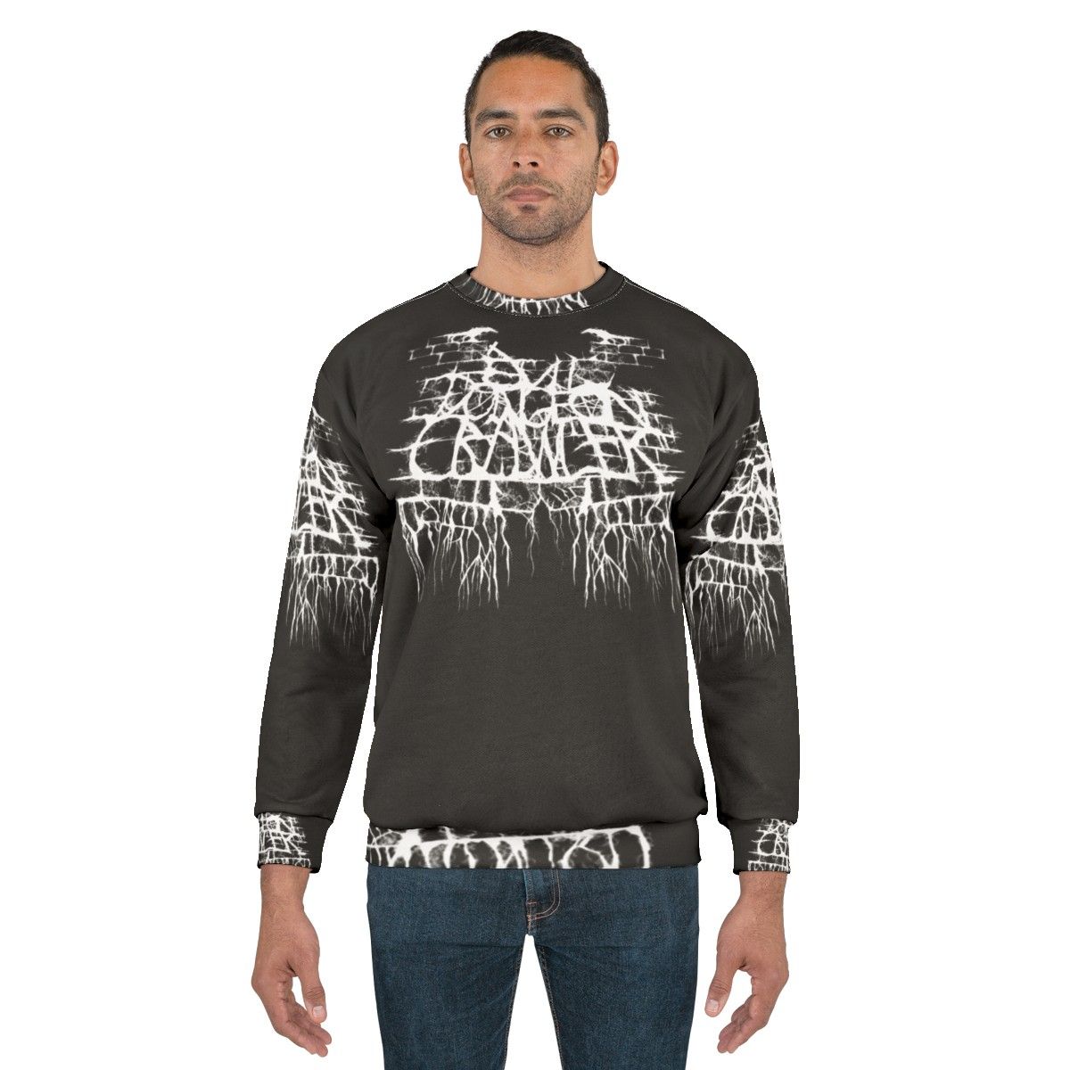 Evil Dungeon Crawler Black Metal Band Logo White Sweatshirt - men