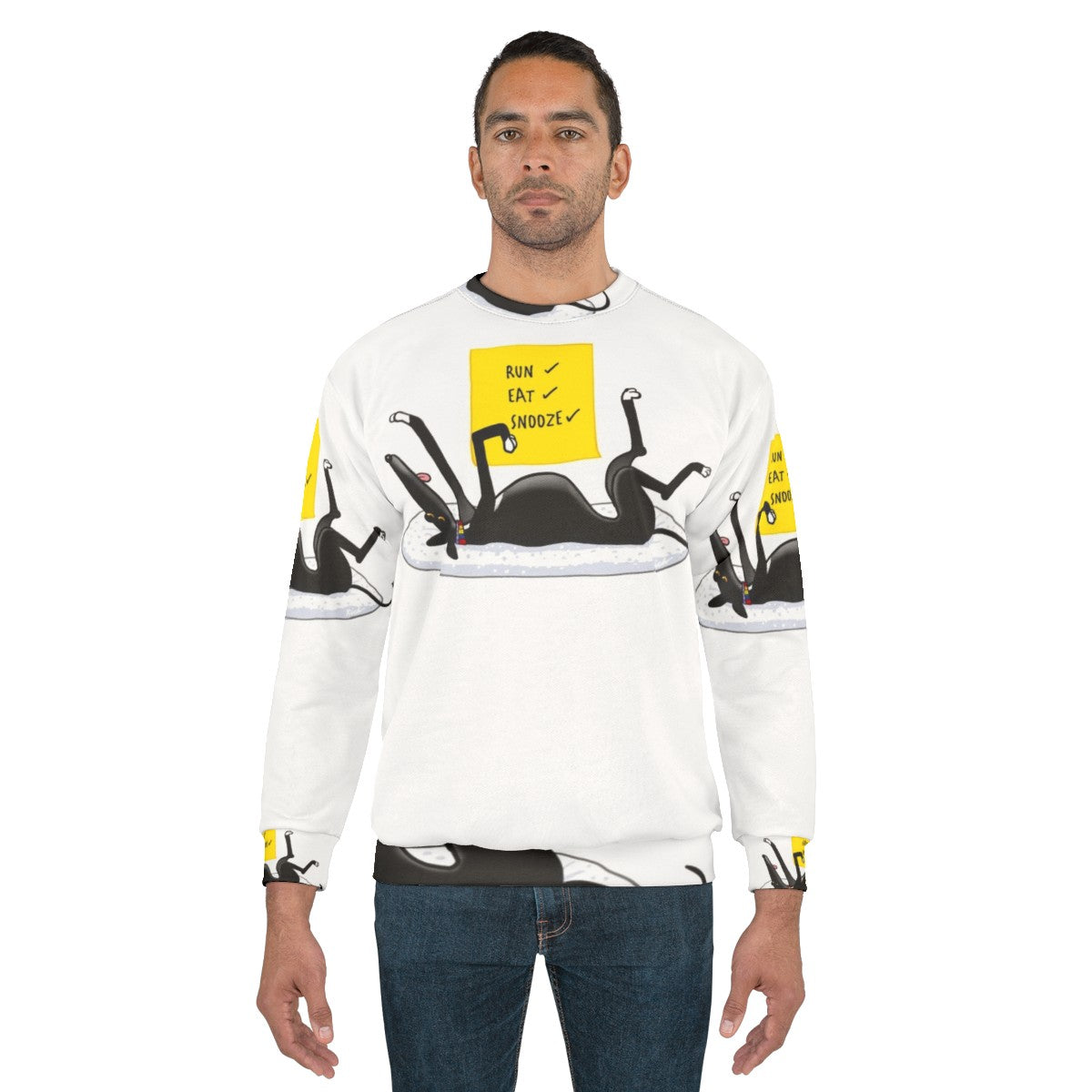 Cozy Greyhound Sweatshirt with Cartoon Dog Design - men