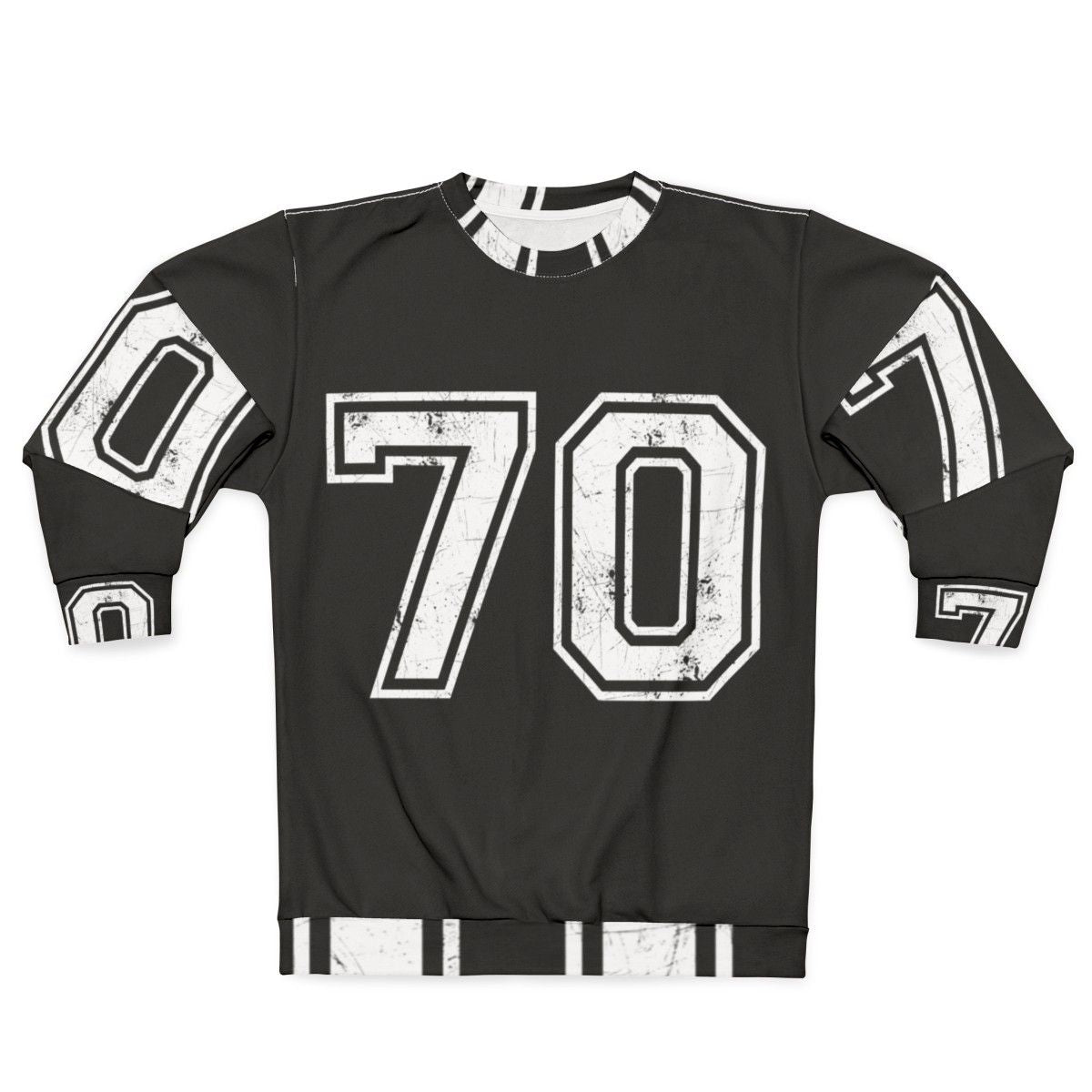 Sports sweatshirt with large number 70 jersey design