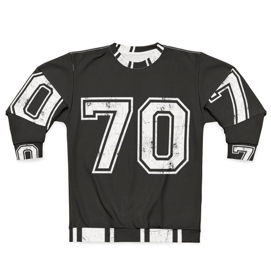 Sports sweatshirt with large number 70 jersey design