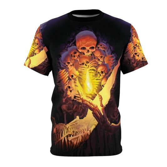 Spooky skeleton graphic tee for dark souls fans