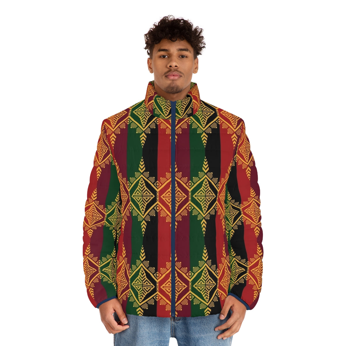 Ethnic Filipino Tribal Pattern Inaul Puffer Jacket - men front