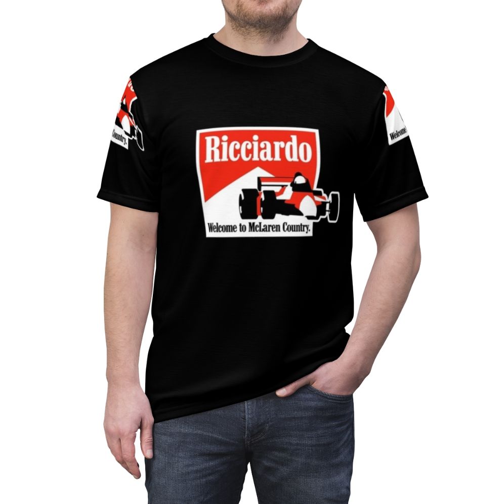 Daniel Ricciardo-inspired Formula 1 racing t-shirt with the "Honey Badger" design - men front