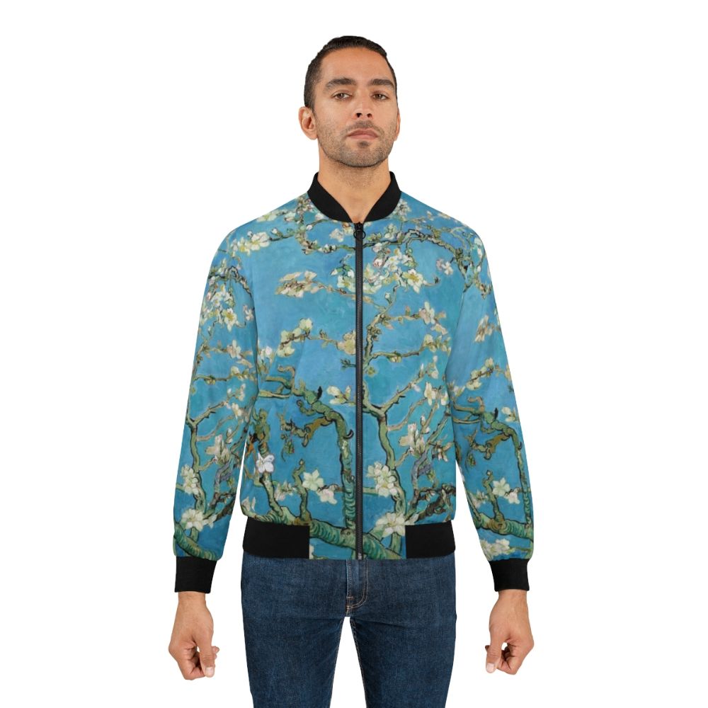 Almond Blossom bomber jacket featuring the iconic impressionist painting by Vincent van Gogh - Lifestyle