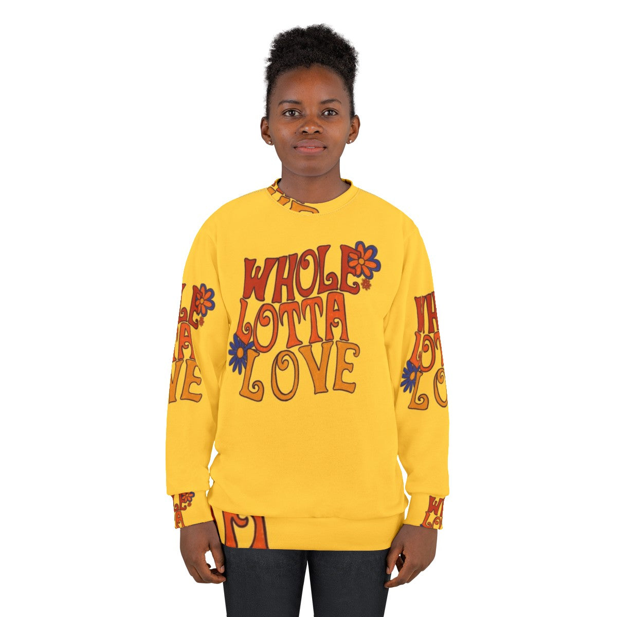 Whole Lotta Love Retro Sweatshirt with Led Zeppelin Inspired Typography - women