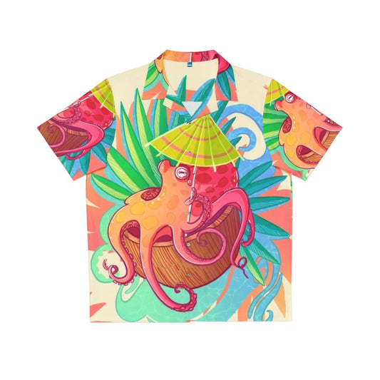 Colorful Hawaiian shirt with cartoon octopus design