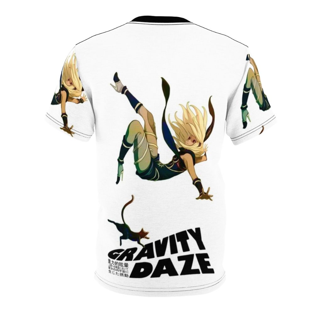 A stylish t-shirt featuring a gravity-defying design, inspired by the popular PlayStation game Gravity Daze. - Back