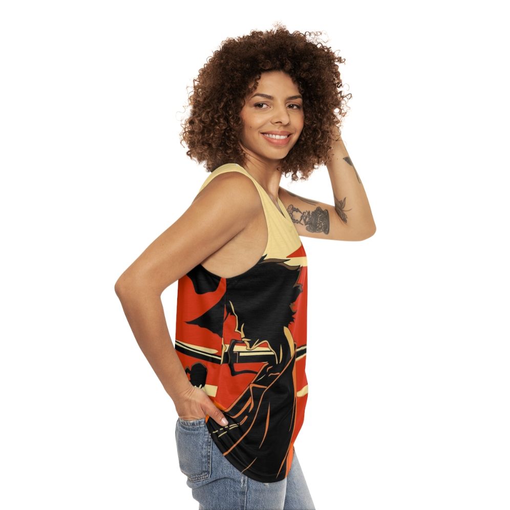 Sunset Samurai Unisex Tank Top - women side