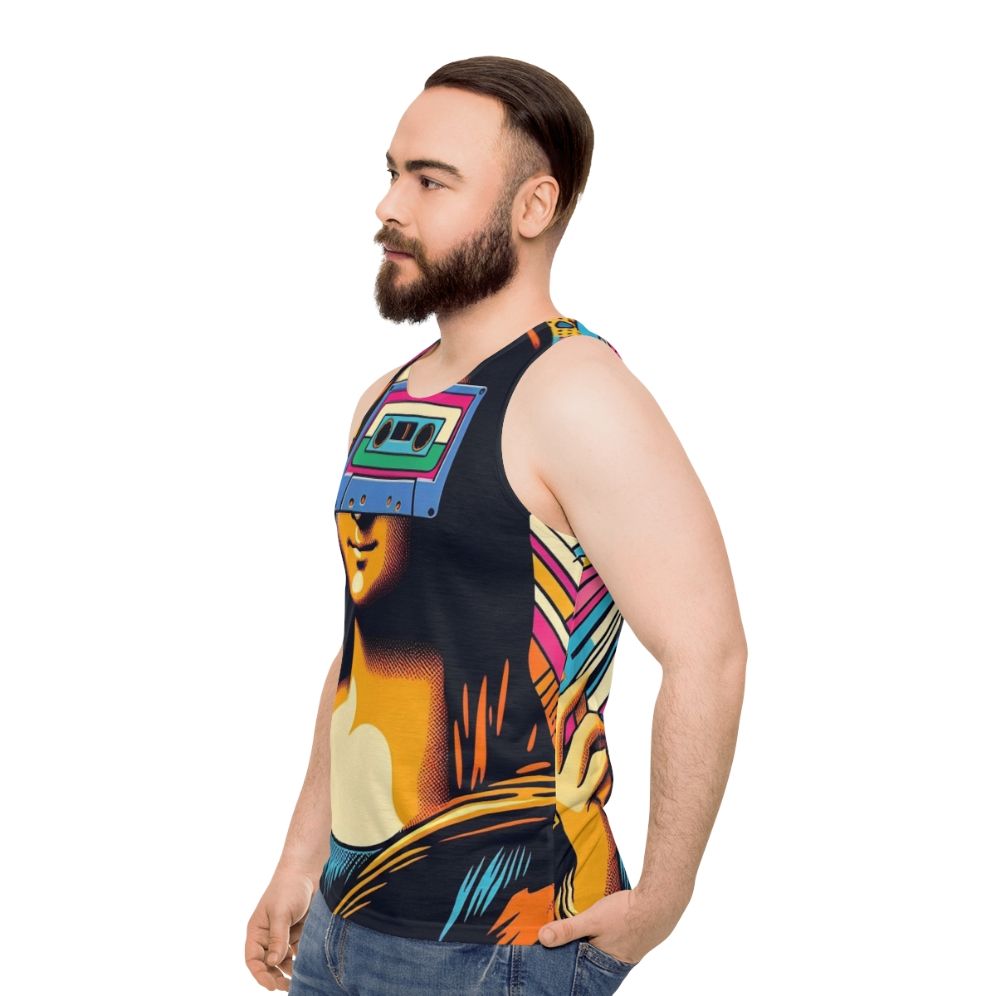 DJ Mona Unisex Tank Top featuring Mona Lisa artwork - men side