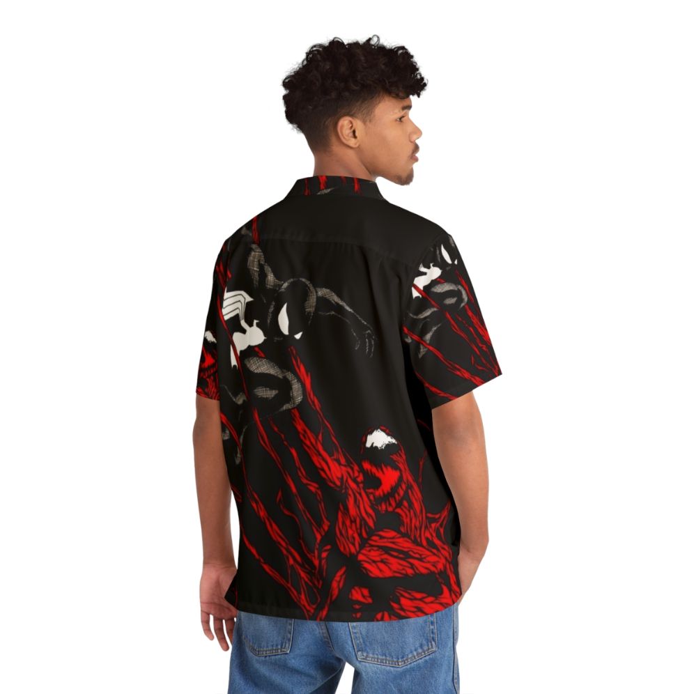 Carnage Hawaiian Shirt with Spiderman Inspired Marvel Comic Book Superhero Design - People Back