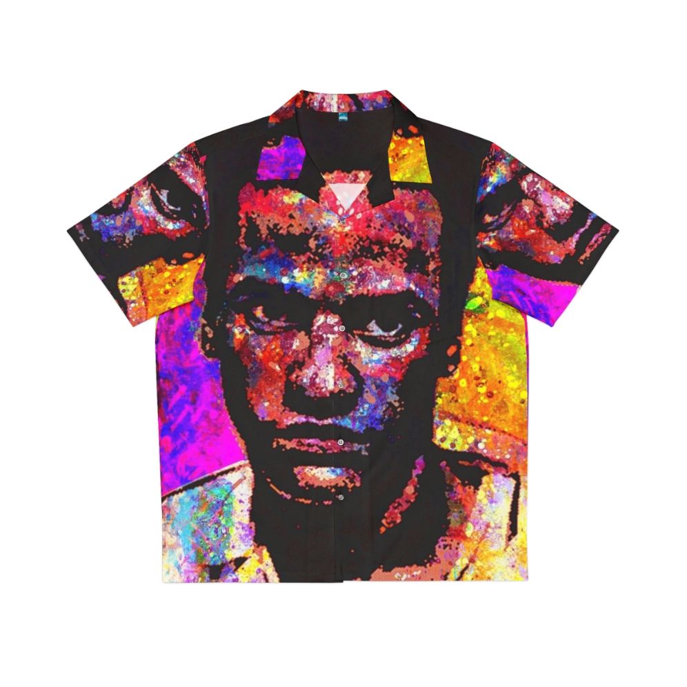 Huey P Newton Hawaiian Shirt featuring a portrait of the African American political activist