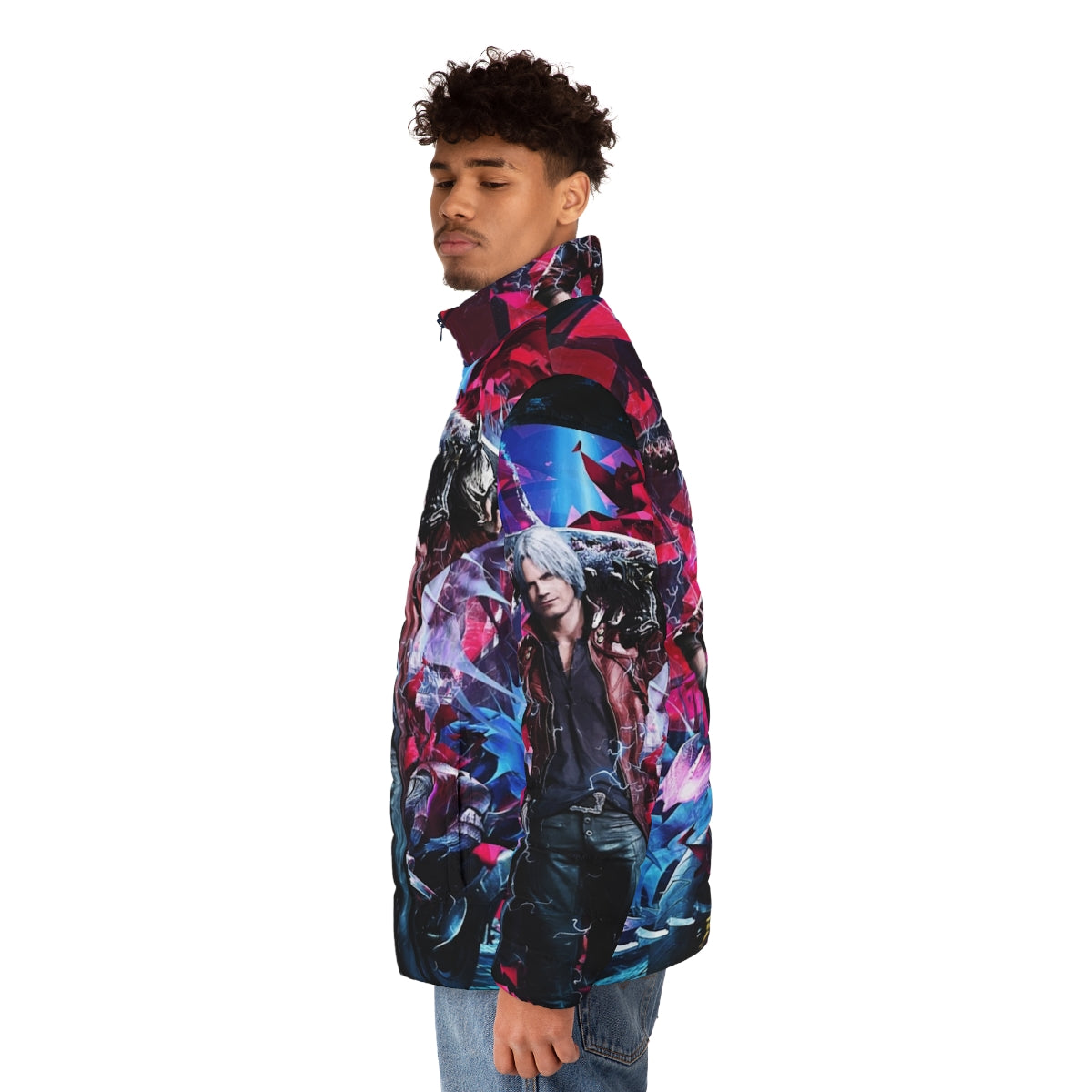 Vibrant abstract Devil May Cry V Dante Ultimate Puffer Jacket - men side left