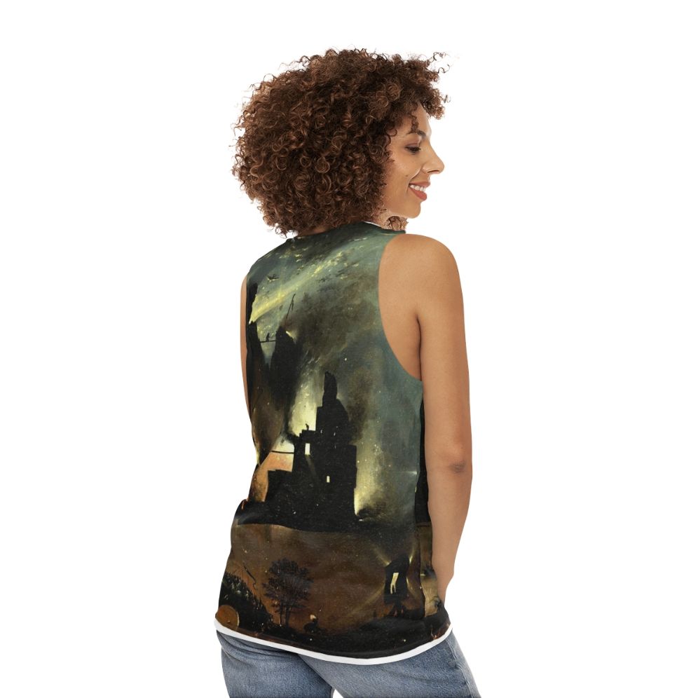 Hieronymus Bosch inspired unisex tank top with hellish imagery - women back