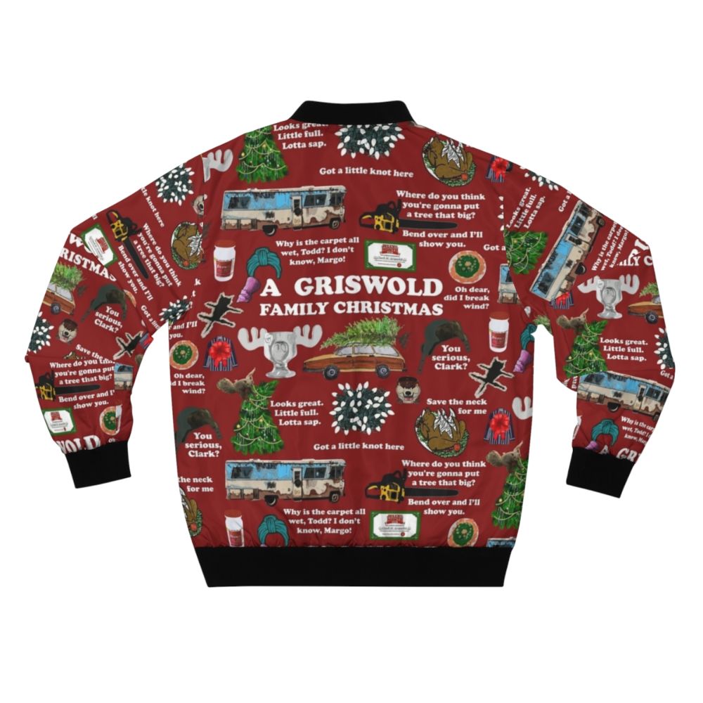 Christmas Vacation-themed bomber jacket with collage design featuring characters and quotes from the movie - Back