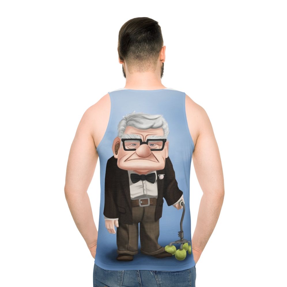 Vintage "Up" Movie Unisex Tank Top with Carl Fredricksen - men back