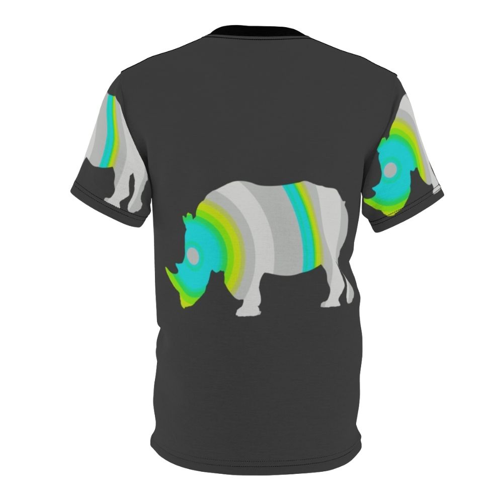 Colorful and abstract illustration of a rhinoceros on a t-shirt - Back