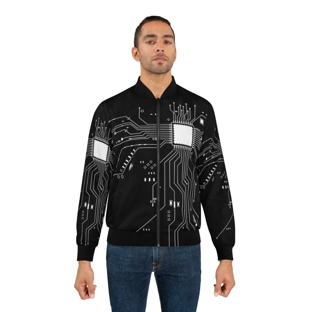 CPU processor circuit diagram printed on a bomber jacket - Lifestyle