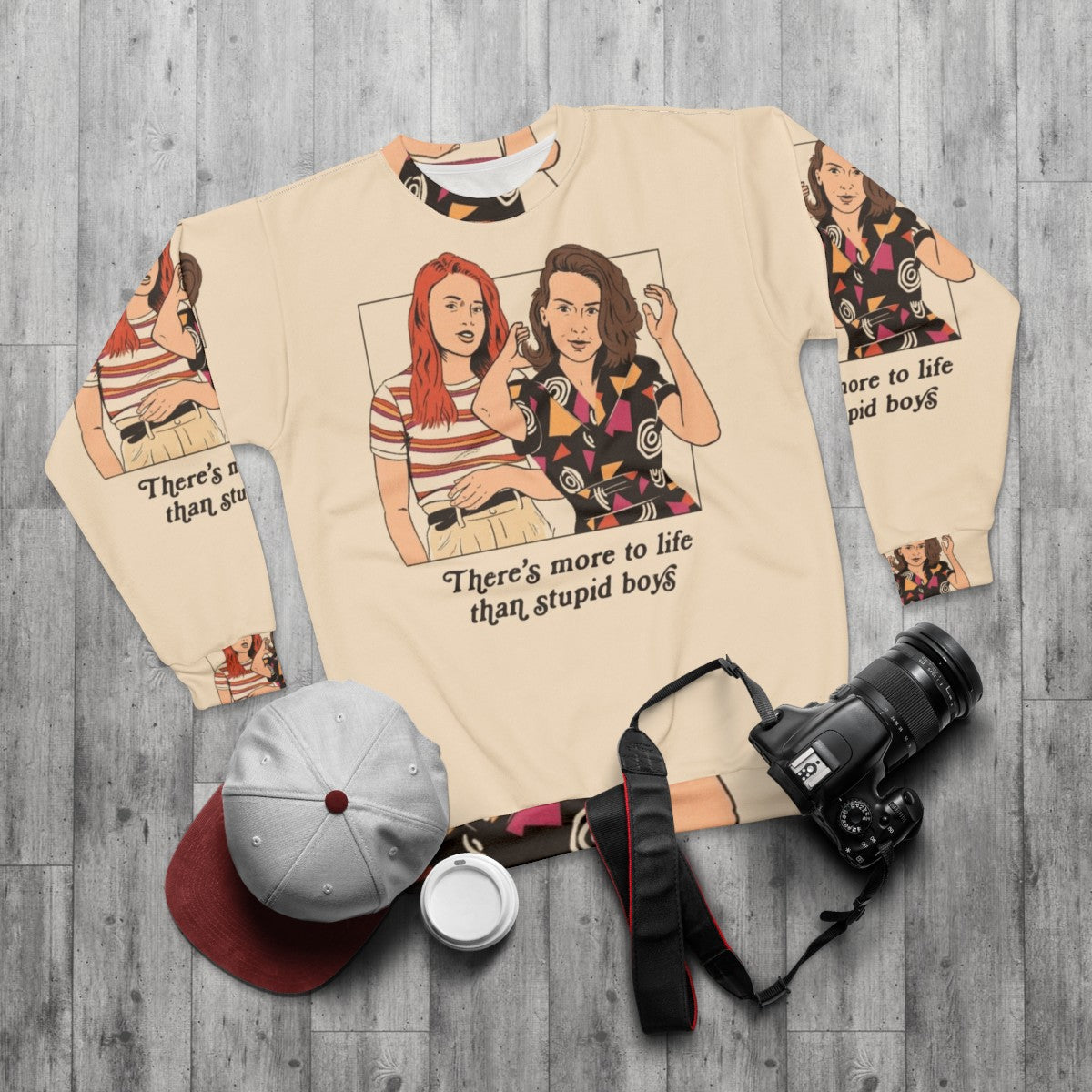 Retro feminist 'Stranger Things' inspired sweatshirt - flat lay