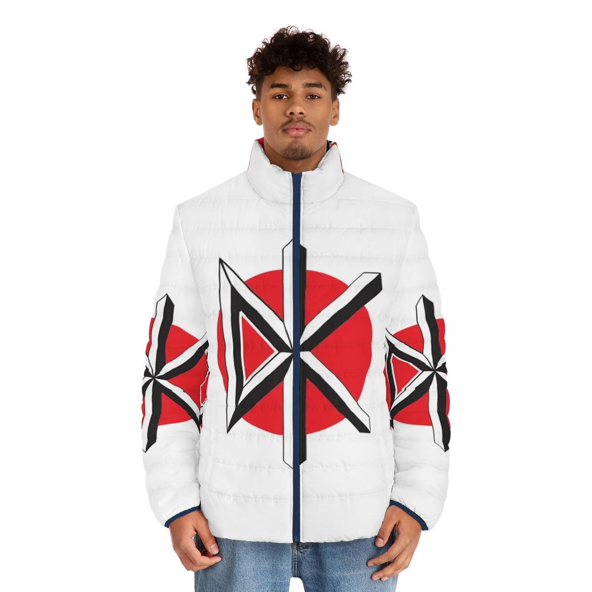 Dead Kennedys classic puffer jacket with punk rock graphics - men front