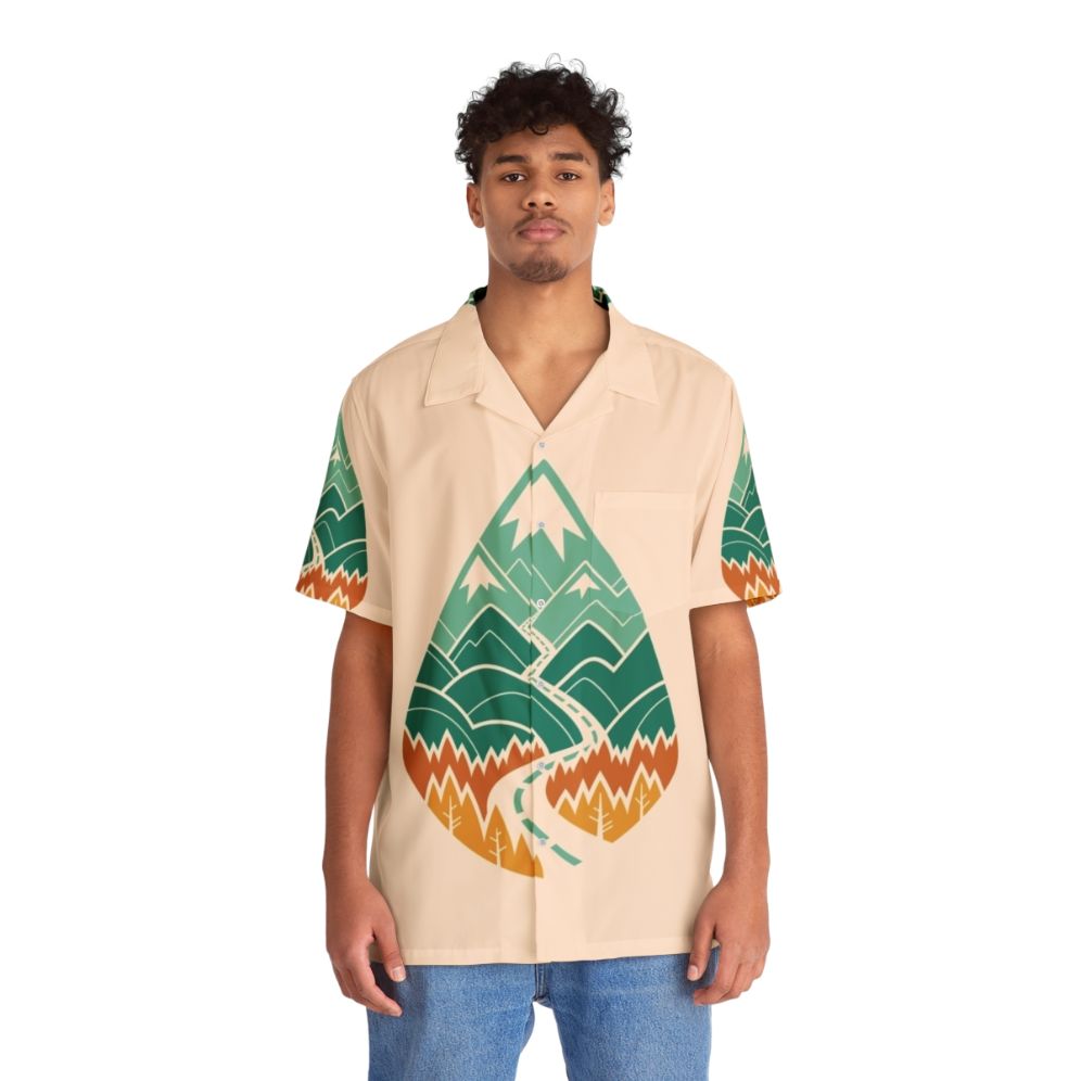 The Road Goes Ever On Summer Hawaiian Shirt featuring a nature-inspired design - People Front