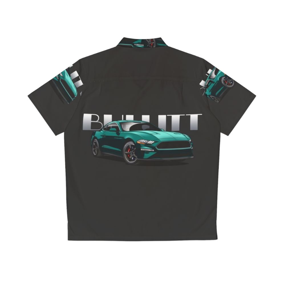 Bullitt Mustang Hawaiian Shirt featuring a retro green Ford Mustang car - Back