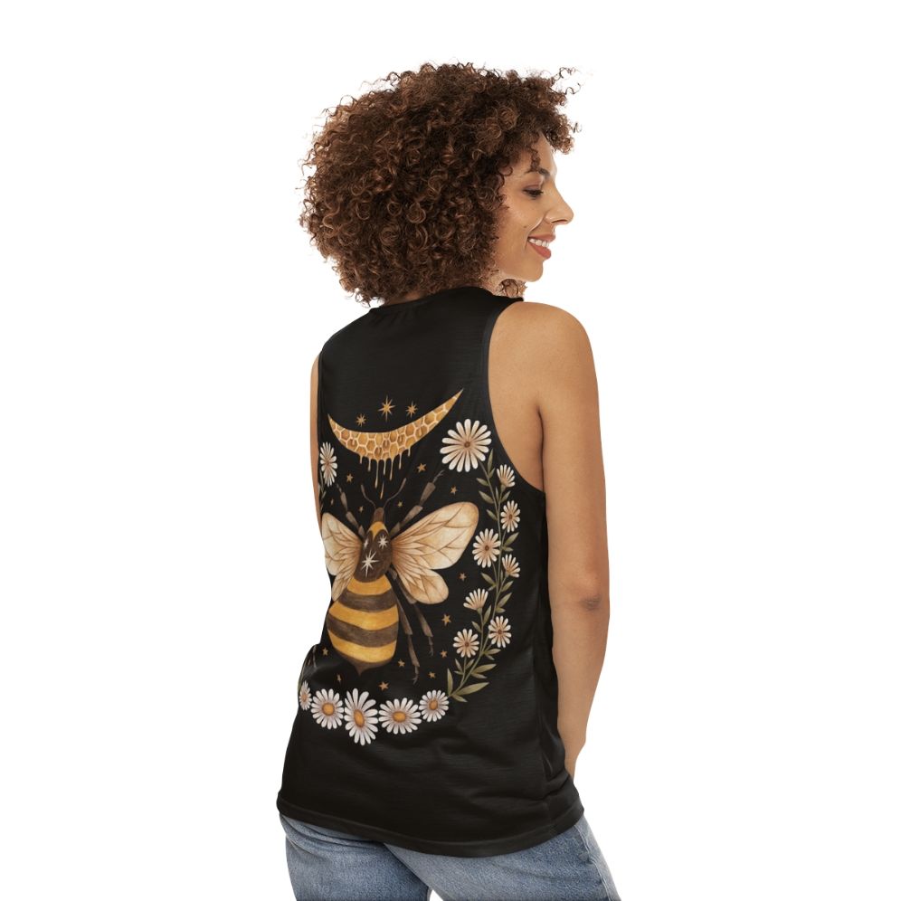 Honey Moon Unisex Tank Top with Floral and Bee Design - women back