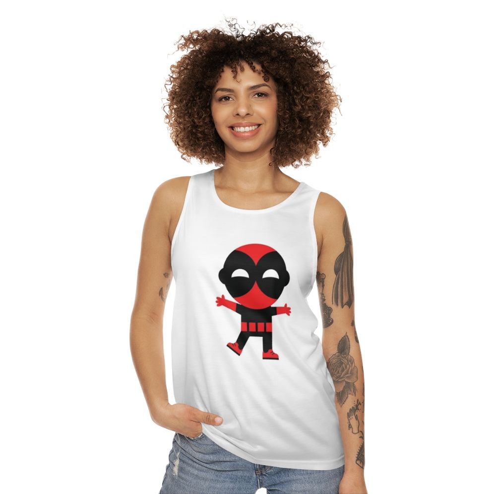 Cute baby superhero graphic on unisex superhero tank top - women