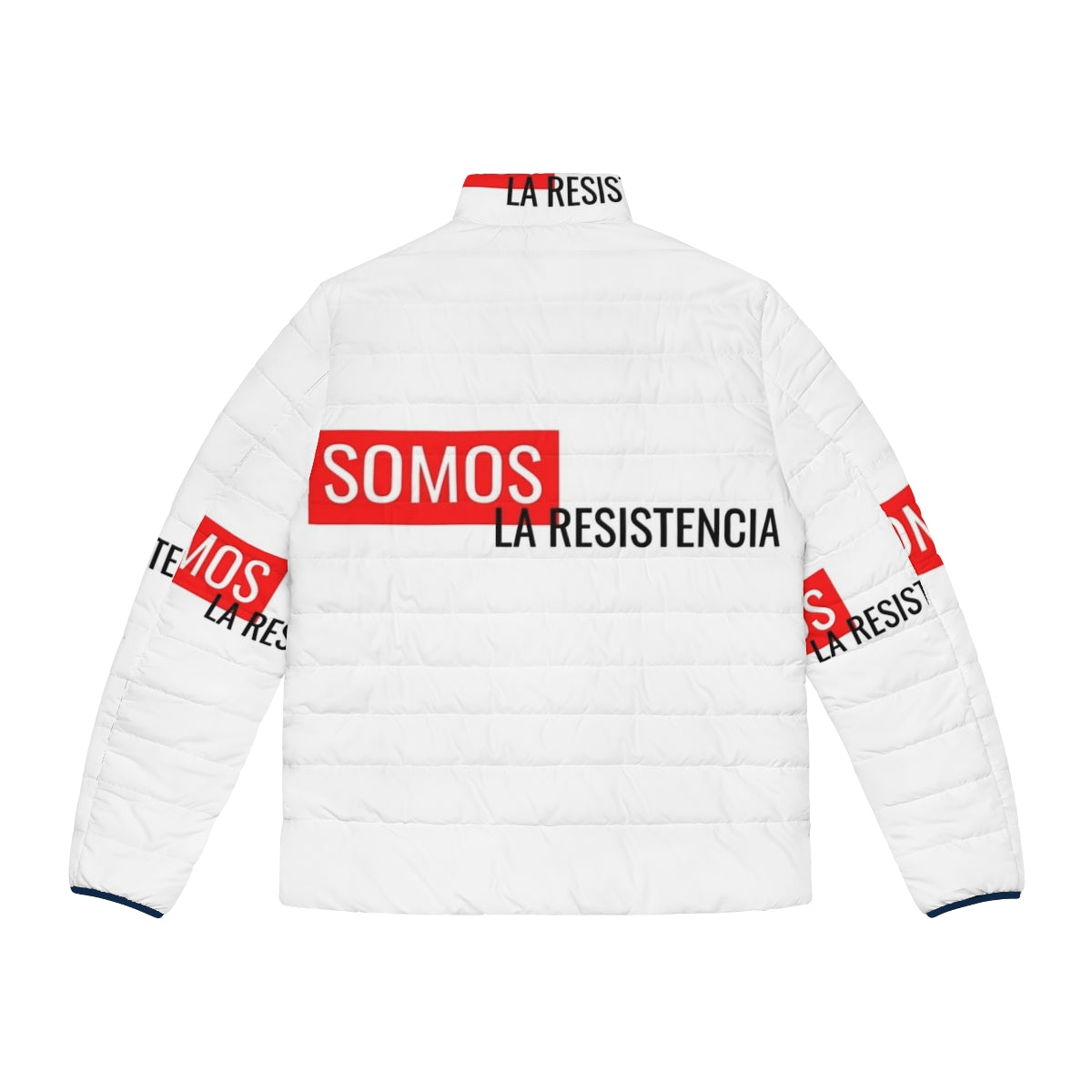 Money Heist Puffer Jacket featuring 'We Are The Resistance' design - Back