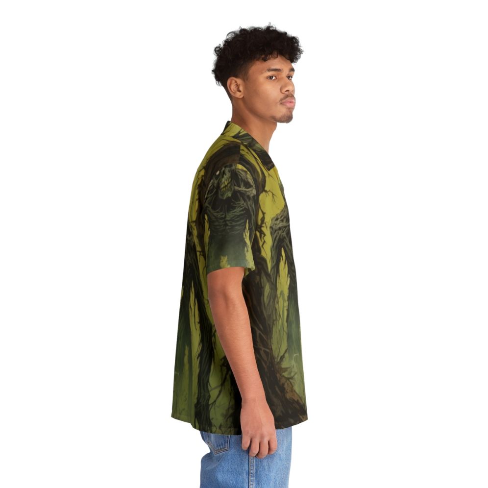 Haunted Zombie Stalker Hawaiian Shirt with Creepy Skeleton Design - People Pight