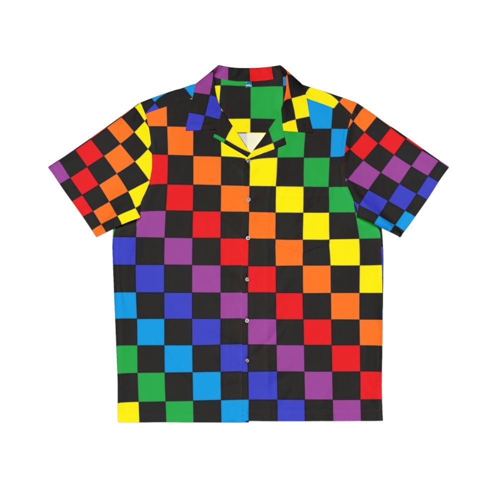 Checkered Rainbow Black Hawaiian Shirt