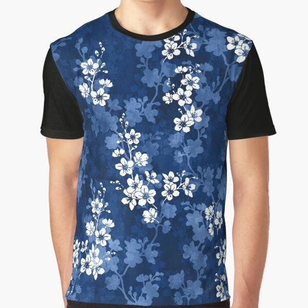 Watercolor sakura blossom Japanese floral graphic t-shirt