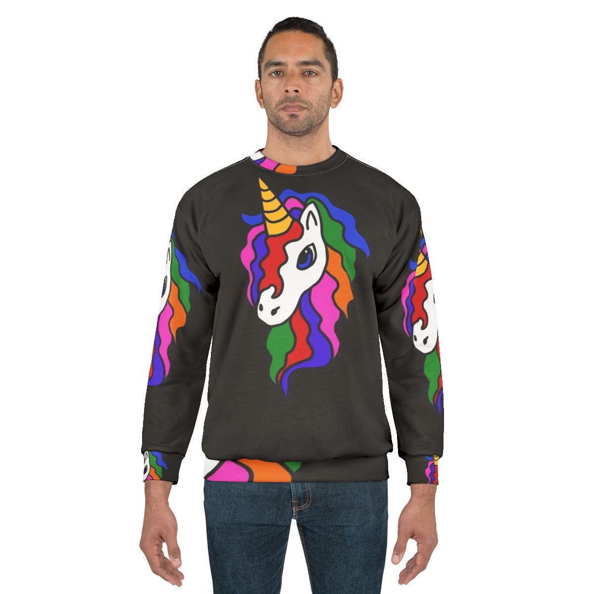 Multicolor rainbow unicorn graphic sweatshirt - men