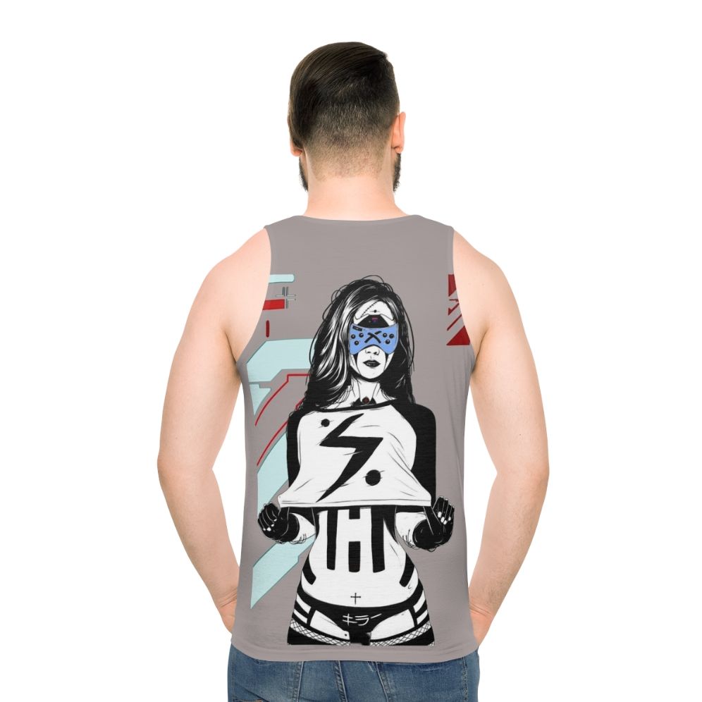 Cyberpunk Cyborg Unisex Futuristic Tank Top - men back