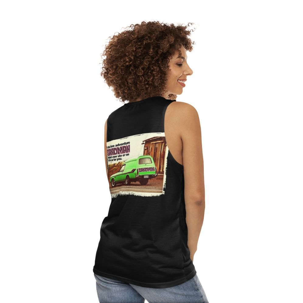 Unisex tank top with Holden Sandman panel van vintage design - women back