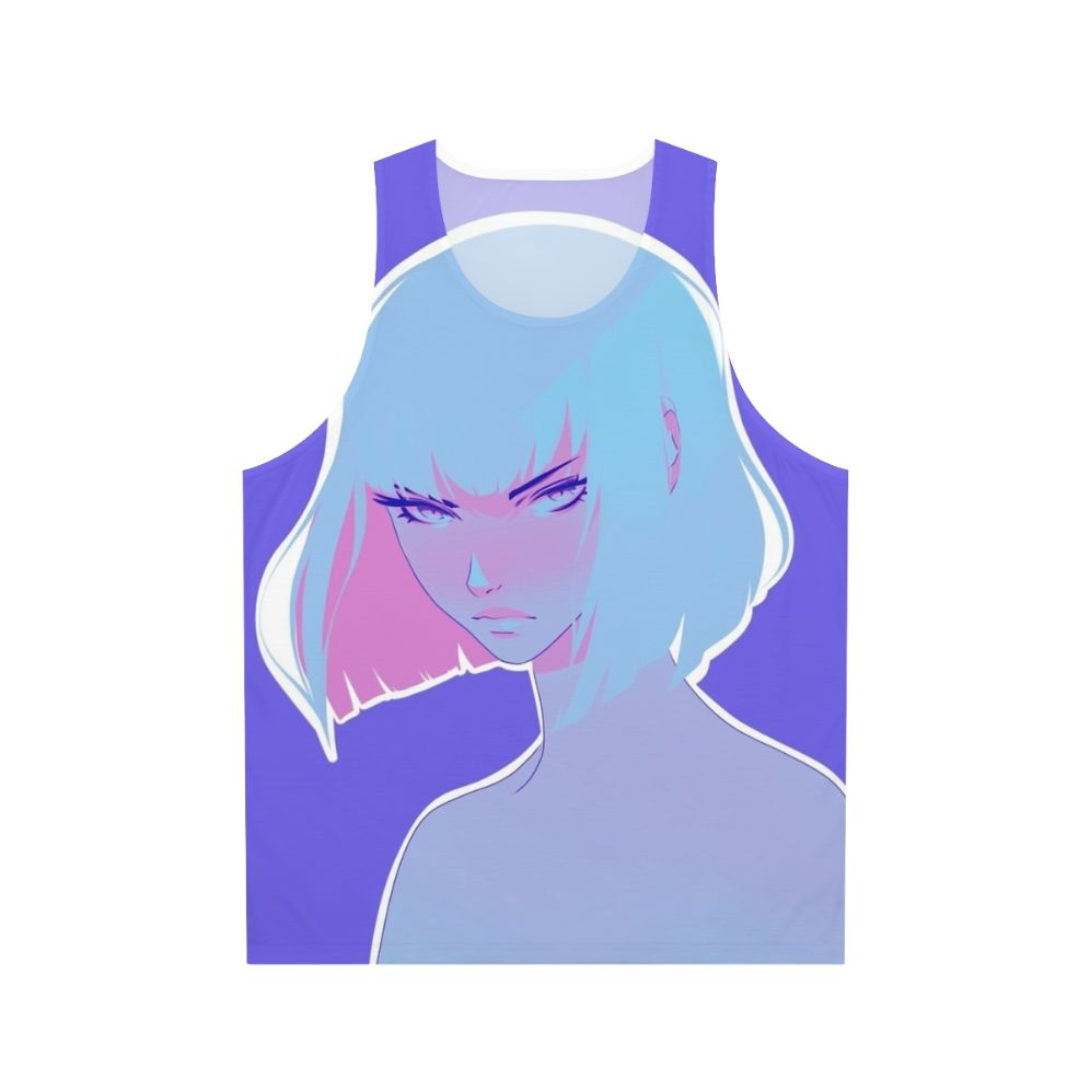 Colorful unisex winter tank top with anime-inspired flat design