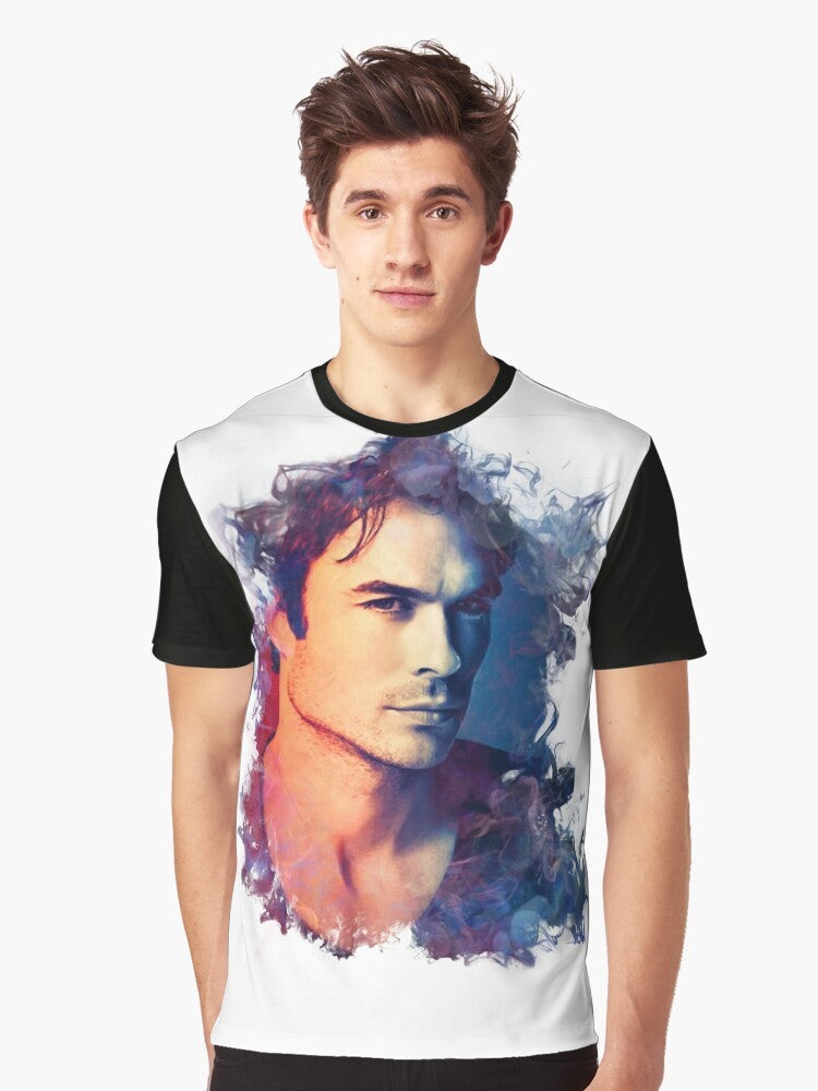 Ian Somerhalder as Damon Salvatore from The Vampire Diaries TV show graphic t-shirt - Men