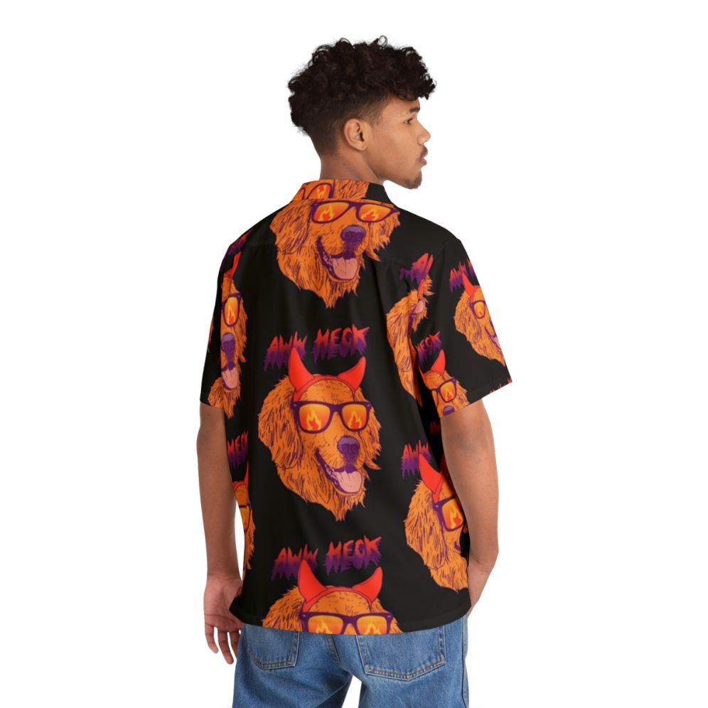 Retro Hawaiian shirt with golden retriever graphic - People Back